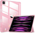 VIKESI Case for iPad Pro 12.9 6th/5th/4th/3rd Generation 2022/2021/2020/2018,TPU Shockproof Frame,Built-in Pencil Holder,Auto Sleep/Wake - Pink