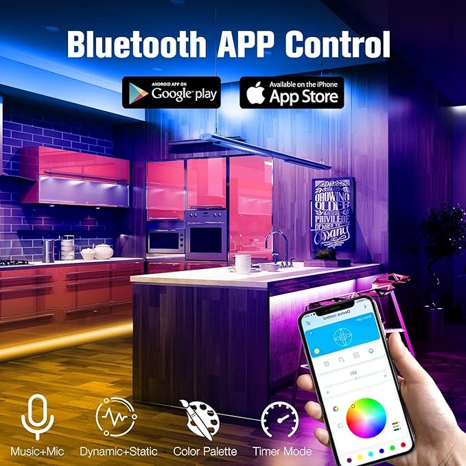 DAYBETTER LED Strip Lights 130 ft (2 Rolls of 65.6ft), LED Lights Smart App Control Lighting Bedroom Rome Decor with Remote, RGB Music Sync Color Changing LED Lights for Bedroom Party