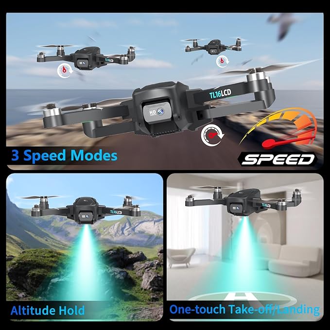 Drones with Camera for Adults 4K, GPS Drone with 4.5” LCD Screen Controller Follow Me Auto Return 5G Long Range Transmission Foldable FPV Drone for Beginners Under 249g