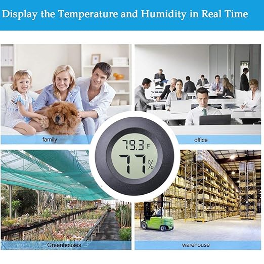 4-pack Mini Hygrometer Thermometer Fahrenheit Indoor Room Round Humidity Temperature Gauge for 3D Printer Home Jars Reptile Incubator Guitar Case