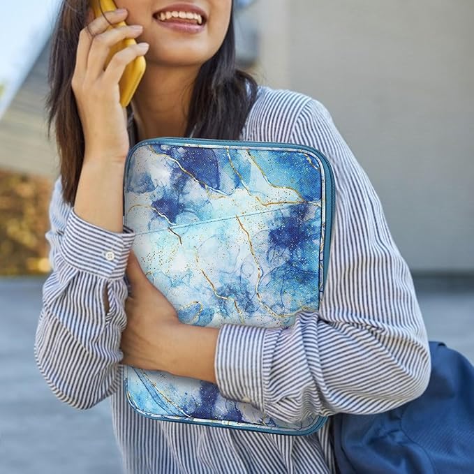 Dadanism 9-11" Tablet Sleeve Bag Carrying Case for iPad (A16) 11th Gen 11", iPad 10th Gen 10.9" Air 5/4, iPad Air M4/Pro 11", iPad 9/8/7th, Galaxy Tab A11+ Plus 11", Remarkable 2 10.3", Marble Blue