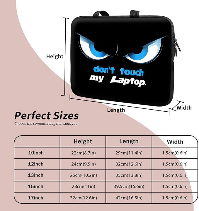 Universal Tablet Laptop Sleeve Case 10 inch, Don't Touch My Laptop Slim Carrying Case Travel Laptop Bag Durable Handbag for 7 to 10-inch Laptops/Notebook/Kids Tablet/ipad/eBook Readers