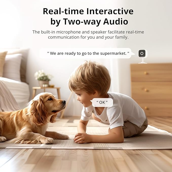 SONOFF Smart Security Camera, CAM-S2 Indoor HD Dog-Camera, Motion Detection for Baby and Pet Monitor