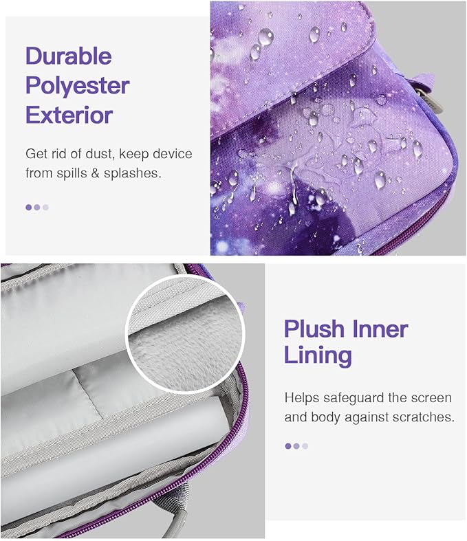 MoKo 15 Inch Laptop Sleeve Bag Fits New Mac Air 15" M5 2026, Mac Pro 14" M5/M5 Pro/M5 Max 2026, Galaxy Tab S9 Utra 14.6" 2023, Handle Carrying Case with Shoulder Strap, Purple Starry Sky