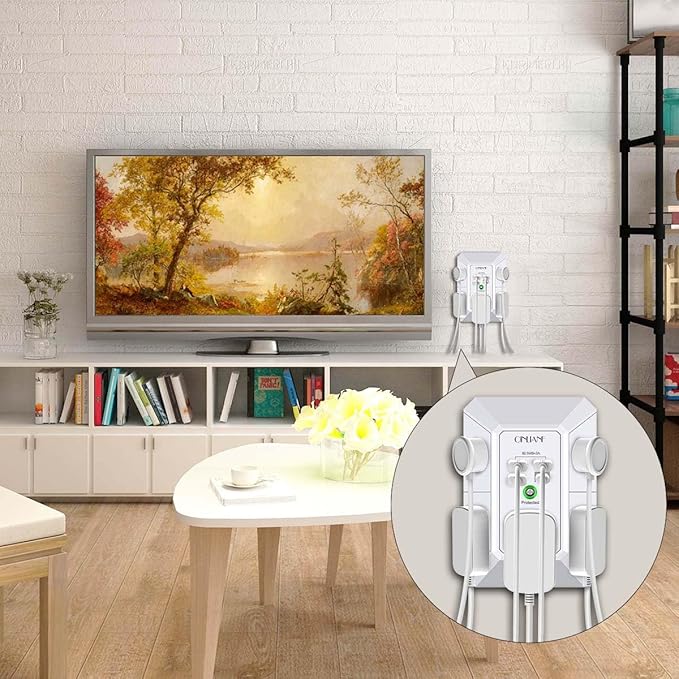 Wall Charger, Surge Protector, QINLIANF 5 Outlet Extender with 4 USB Charging Ports, 3-Sided 1680J Power Strip Multi Plug Adapter Spaced for Home Travel Office