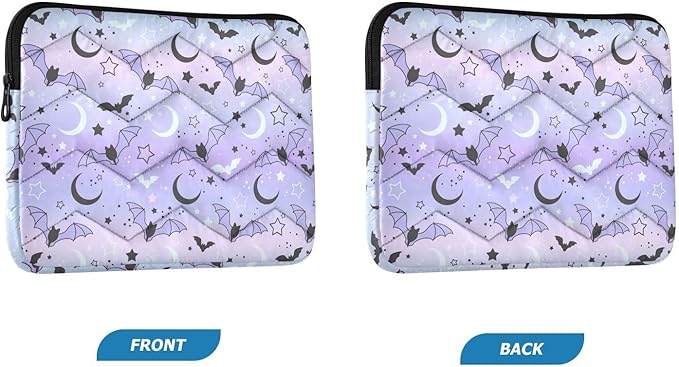 Cute Laptop Sleeve 13 inch Purple Bat Moon Laptop Bag 14 inch Waterproof Computer Bag for Women Laptop Accessories Computer Cover Bag for Tablet Men, A06D24018