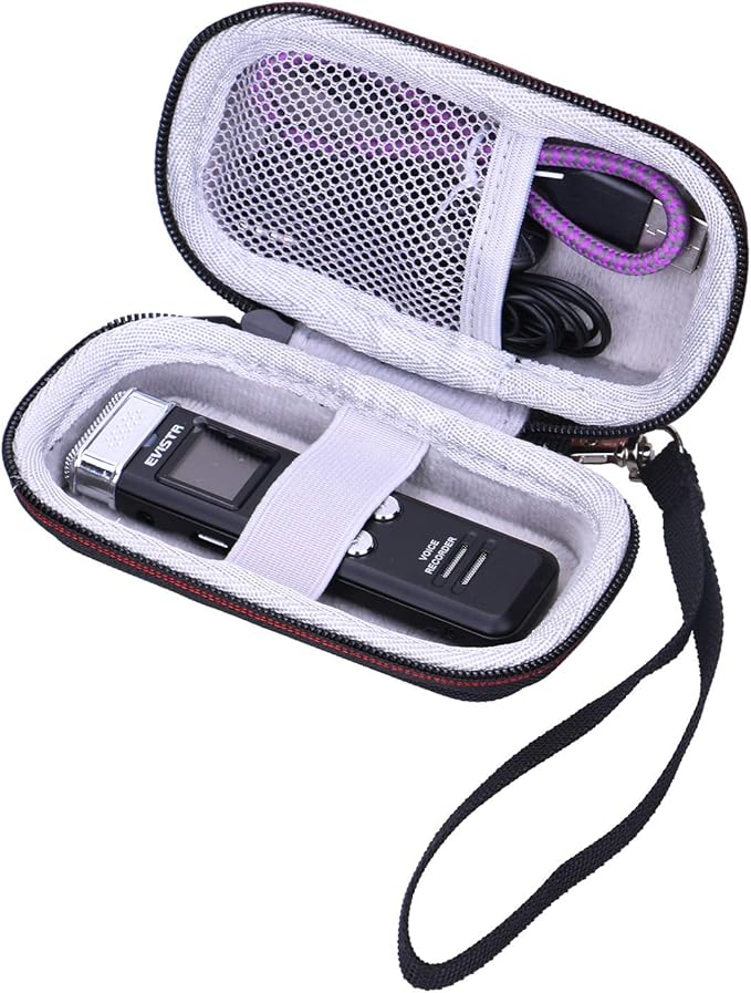 LTGEM Case Compatible with Digital Voice Recorder Voice Activated Recorder(Inside: 4.1"x2.1"x0.7"), Black+Grey