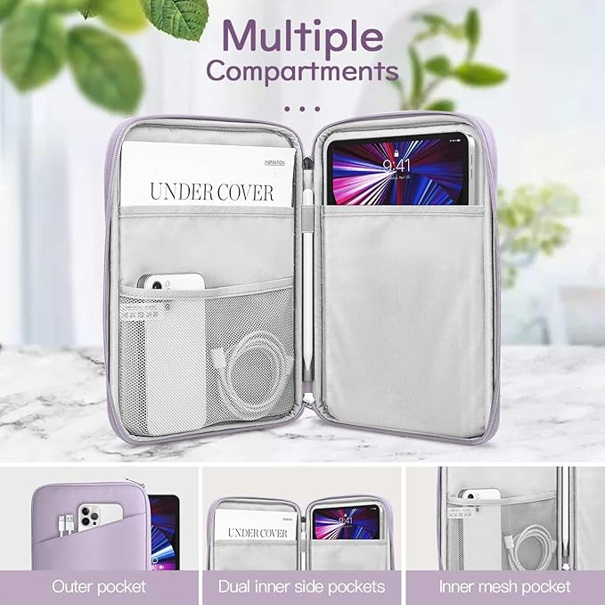 Dadanism 13 Inch Tablet Sleeve Bag Carrying Case for iPad Pro 13" M5/M4 2025/2024, iPad Air 13" M4/M3 2026/2025, iPad Pro 12.9",Galaxy Tab S10+/S9 FE+/S9+ 12.4",Remarkable Paper Pro 11.8", Gray Purple
