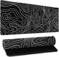 Kawani Topographic Contour Gaming Mouse Pad XL,Large Black Mouse Mat Desk Pad 31.5/inch x 11.8/inch,Extended Stitched Anti-Slip Base Long Computer Keyboard Mousepad Home Laptop Game Office Work