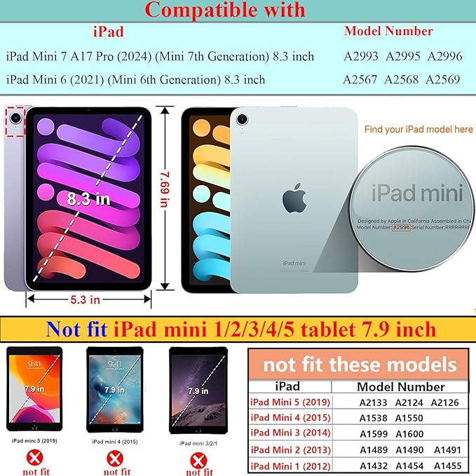 Translucent Case for iPad mini 7 A17 Pro 2024 & iPad mini 6 2021, Frosted Back Soft TPU Shockproof Matte Clear Silicone Bumper Shell for iPad mini 7th/6th Generation 8.3 inch, Pink & Green