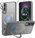 360° Rotatable Stand for Samsung Galaxy S25 Edge Case Magnetic with Screen Protector X1 & Camera Lens Protector*1, Compatible with MagSafe, 16FT Mil-Grade Shockproof for S25 Edge Case 6.2"，Gray