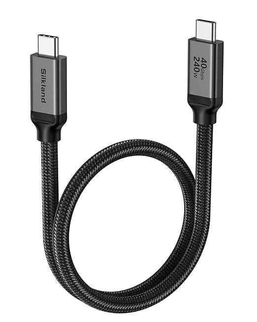 Silkland USB4 for Thunderbolt 4 Cable 1.6FT, 40Gbps Data Transfer, 240W, 8K@60Hz, Short Thunderbolt Cable 0.5M, USB C Data Cable Compatible with Thunderbolt 3, SSD, Hub, Dock, iPhone 17,MacBook