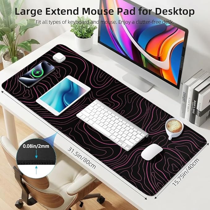 Large Mouse Pad for Desk - Gaming Mouse Pad with Non-Slip Base Stitched Edges, Mousepad for Keyboard and Mouse