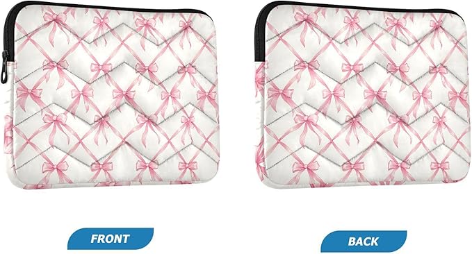 Laptop Case Sleeve, Pink Bow Plaid Pattern Shockproof Protective Computer Carrying Cover, Briefcase Handbags 13-13.3inch Laptop Sleeve Bag