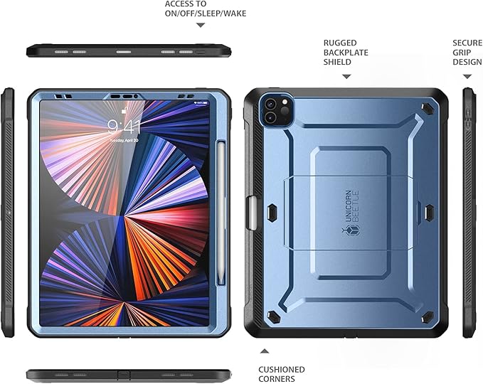 SUPCASE for iPad Pro 11 Inch Case 4th/3rd/2nd Generation 2022/2021/2020 (Unicorn Beetle Pro), [Built-in Screen Protector & Stand & Pen Holder] Full-Body Rugged Cover for iPad Pro 11 Inch, Tilt