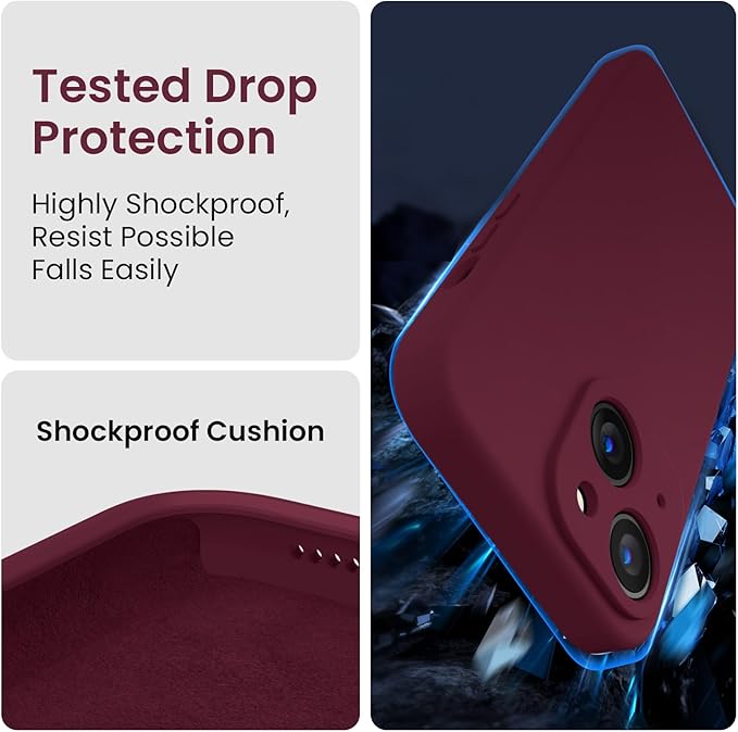 FireNova Designed for iPhone 15 Case, Silicone Upgraded [Camera Protection] Phone Case with [2 Screen Protectors], Soft Anti-Scratch Microfiber Lining Inside, 6.1 inch, Plum
