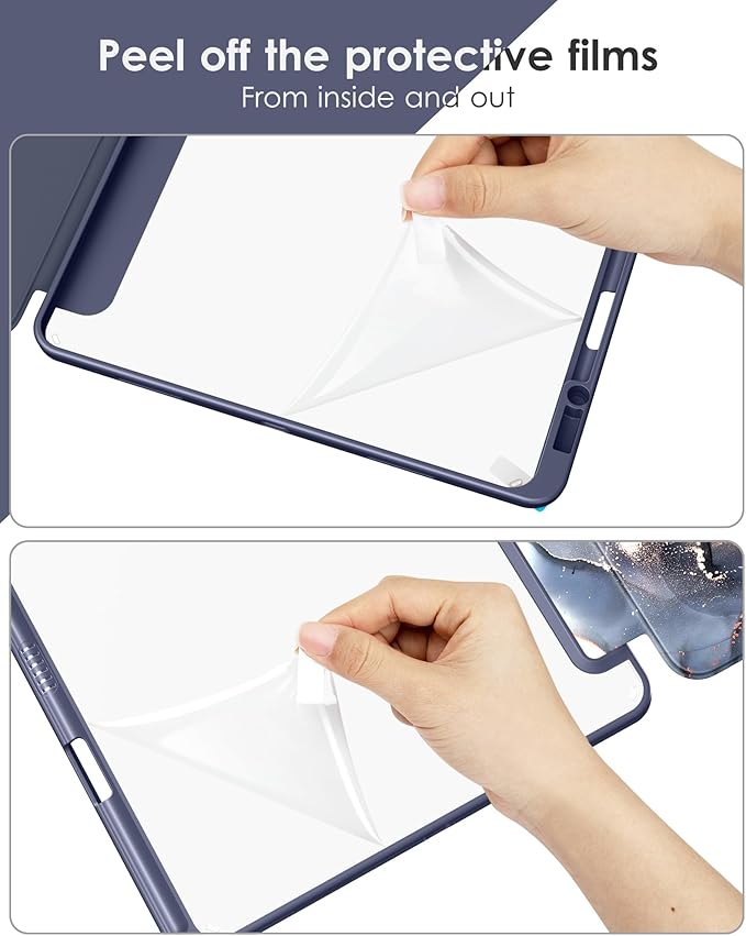 VIKESI Case for iPad Pro 12.9 6th/5th/4th/3rd Generation 2022/2021/2020/2018,TPU Shockproof Frame,Built-in Pencil Holder,Auto Sleep/Wake - Dusk Marble