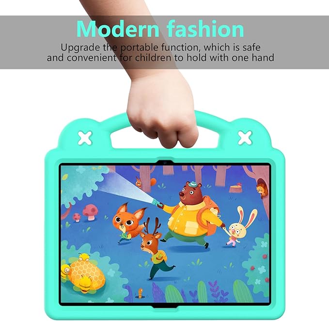 AKABEILA Compatible with Huawei MediaPad T5 10.1/Lenovo Tab M10/Lenovo Tab P10 Tablet Case, Kids Lightweight Shockproof Protective Case with Shoulder Strap & Stand Handle - Mint Green