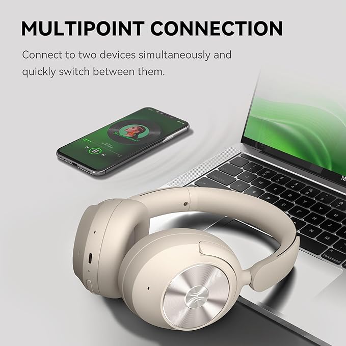 OneOdio Focus A6 Hybrid Active Noise Cancelling Headphones, 75H Playtime, LDAC Hi-Res Lossless Audio, Bluetooth 6.0, Dual Mic ENC Call, Wired ANC via USB-C, Wireless Over Ear (Black)