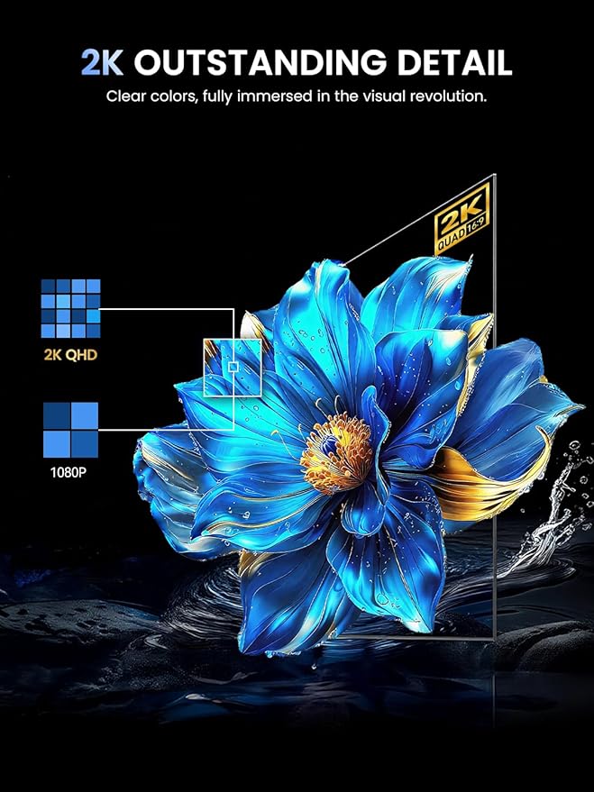 UPERFECT Portable Monitor, 24.5" 2K 165Hz 500Nits 0.1ms FreeSync HDR IPS Gaming Monitor with Stand VESA USB-C Mini HDMI, Large Second Screen for Laptop, Computer, Phone, Mini PC, Game Consoles