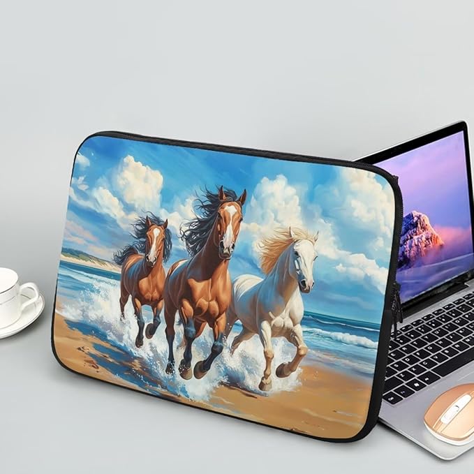 Horse Laptop Protective Sleeve for Women Men Computer Sleeve Neoprene Laptop Case Bag 10inch Portable Computer Carrying Case Suitable for Birthday Holiday Tablet Bags Blue