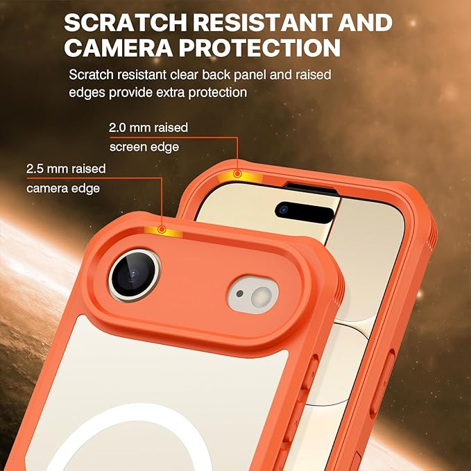 CENHUFO Magnetic Privacy for iPhone 17 Air Case [Compatible with Magsafe] Full Body Phone Case Built-in 9H Tempered Glass Privacy Screen Protector, Camera Protection Shockproof Bumper Cover -Orange