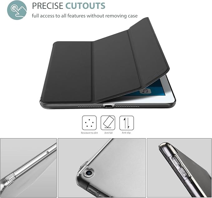 ProCase Smart Case for iPad 9.7 Inch iPad 6th/5th Generation 2018 2017(Model: A1893 A1954 A1822 A1823), Ultra Slim Lightweight Stand Cover with Translucent Frosted Back -Black