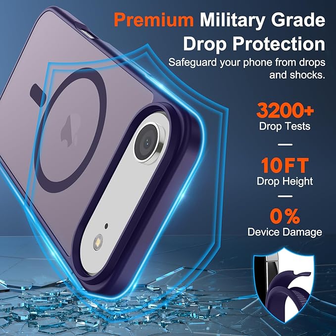 SUPFINE Magnetic for iPhone Air Case (Compatible with MagSafe)(Military Grade Drop Protection) Slim Translucent Matte Shockproof with Anti-Fingerprint Phone Cover for 17 Air,Dark Purple