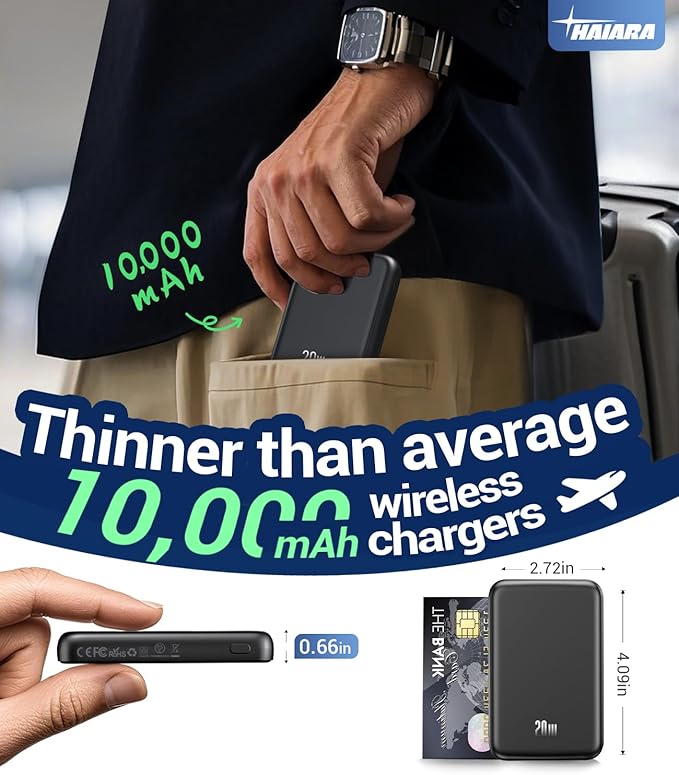 Portable Charger for Magsafe Power Bank - 10000mAh Magnetic Phone Charger, USB-C 20W PD Fast Charging, Slim Wireless Battery Pack for iPhone 17/16/15/14/13 Series,for Travel Cruise Essentials-Navy