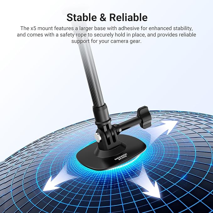 NEEWER Flexible Helmet Mount with Extension Pole Compatible with Insta 360 GoPro DJI, Adhesive Action Camera Holder Base Adapter for POV Video Recording Live Streaming, for 1/4" Accessories, AC060