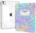 Slim Case for iPad Pro 11 inch M5/M4 Chip, iPad Pro 11 6th/5th Gen 2025/2024 Case with Pencil Holder, Trifold Stand, Shockproof Clear Back Cover, Leopard Composition Book