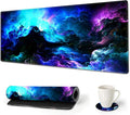 AIMSA Extended Gaming Mouse Pad Desk Mat, Large Mousepad with Stitched Edges (35x15.7 in), Keyboard Mouse Mat Stable Rubber Base Desk Pad for Work, Game - Gorgeous Nebula Galaxy