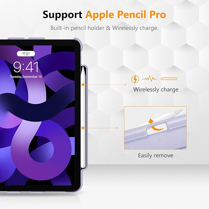 Fintie Rotating Case for iPad Air 11-inch M4/M3/M2 (2026/2025/2024), iPad Air 5th (2022) / 4th Generation 10.9 Inch - 360 Degree Rotating Protective Stand Cover with Pencil Holder, Lilac Purple