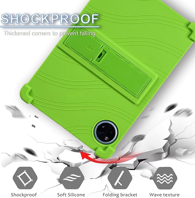 ATOOZ for DOOGEE U11 Case 11 Inch,Soft Silicone Kids Case for DOOGEE U11 Pro Tablet 2025/Teclast P50 Tablet with Stand (Green)