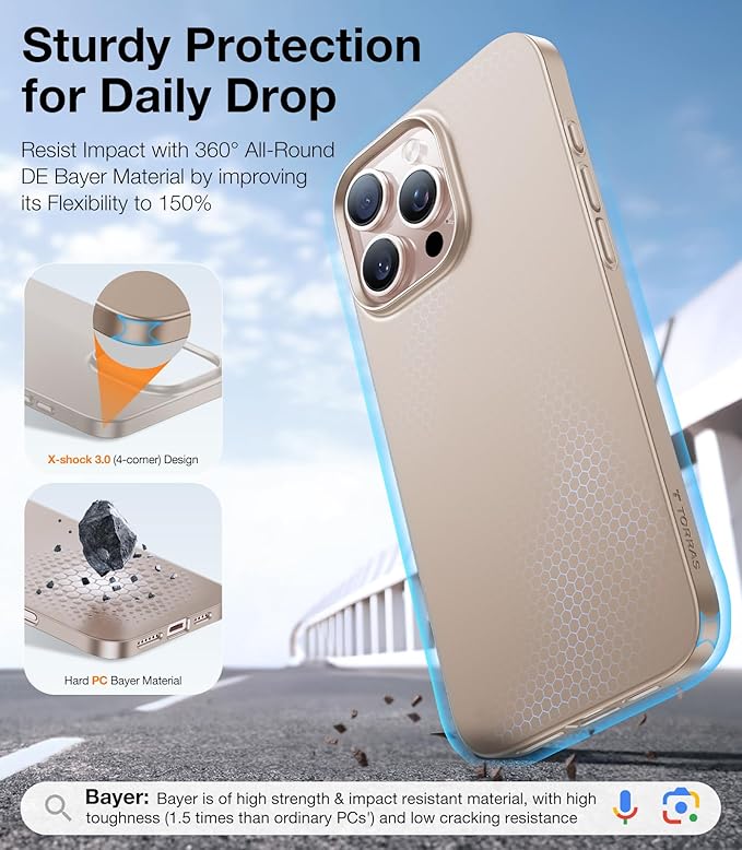 TORRAS Magnetic Slim Fit for iPhone 16 Pro Case 6.3 inch, Ultra-Thin 16 Pro Case Compatible with MagSafe, Lightweight Matte Anti-Scratch Hard PC Cover Phone Case for iPhone 16 Pro, Desert Titanium | Magnetic, 6.3 inch, Ultra-Thin, 16 Pro Case, Lightweight