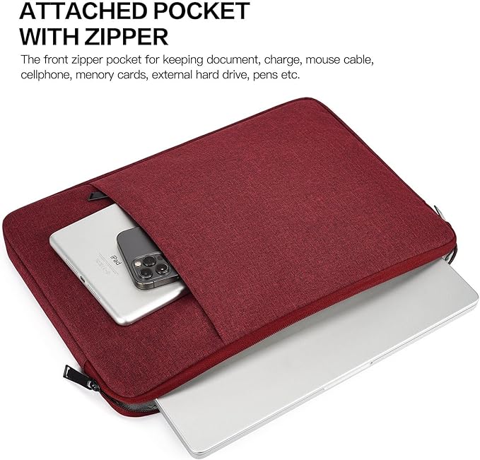 Laptop Sleeve Case 17 inch, Padded Shockproof Protective Carrying Bag for HP 17.3 Laptop/Pavilion 17/ Envy 17, 17.3-in Water-Resistant Computer Bag Cover with Accessory Pocket -Wine Red