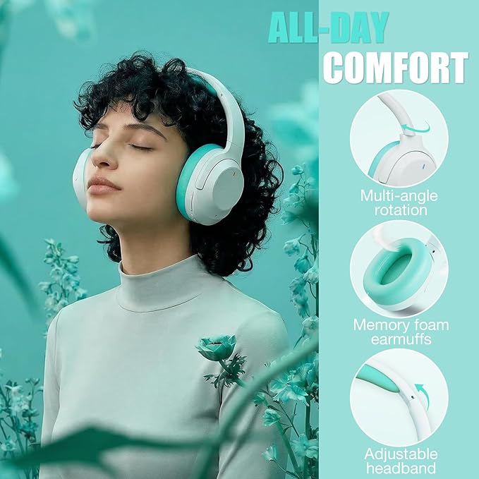 Upgraded Pro‑level Hybrid Active Noise Cancelling Headphones, HD Sound & Big Bass, 2X Softer Comfort, Long ANC Playtime, Wireless Over-Ear Bluetooth Headphones Perfect for Home Office|Travel|Pair