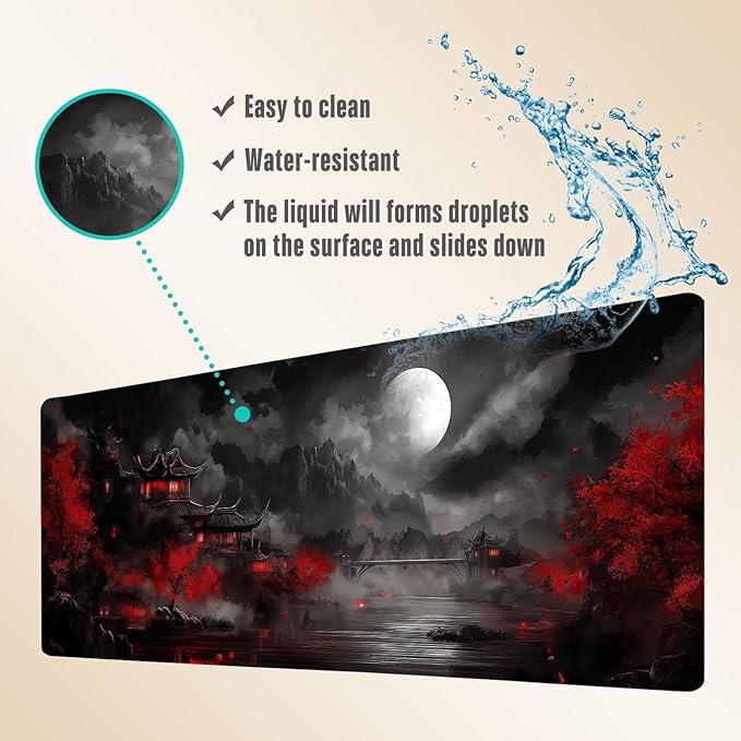 Extended Gaming Mouse Pad, Large Mouse Mat 3 mm Nature Rubber Base Mousepad with Stitched Edges, Non-Slip Desk Mat for Office Home Great Gift 31.5x11.8 Inch (Dark Canyon 3)