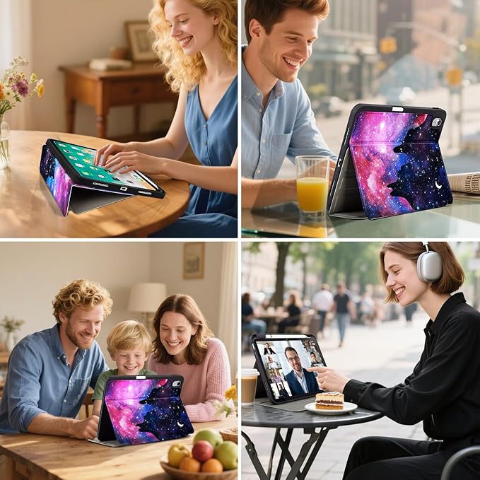 Lokigo Case for iPad (A16) 11th Generation 11 Inch 2025, iPad 10th Generation 10.9 inch 2022, Protective Cover with Hard PC Back Shell Cover, Support Touch ID, Sky