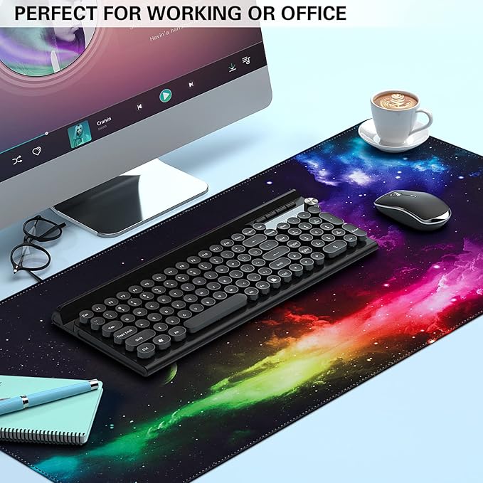 Canjoy Gaming Mouse Pad, XL Large Extended Keyboard Mouse Mat Big Computer Desk Pad with Non-Slip Base and Stitched Edge for Home Office Gaming Work 31.5x15.7inch
