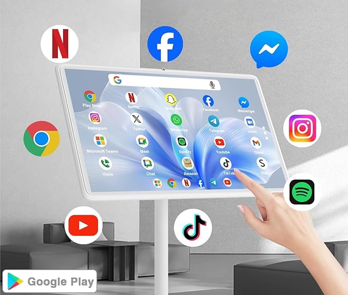 32 Inch Portable Smart TV 4K Touchscreen Display 8GB RAM+128GB Storage Built-in Rechargeable Battery Full Swivel Rotation(4+64G,32 in(4K))