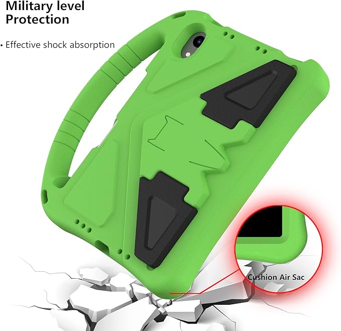 Kids Case for Apple iPad mini 7 2024/ iPad mini 6 2021 8.3", EVA Durable Shockproof Handle Kickstand Lightweight Kids Friendly Cover Case with Shoulder Strap, Green