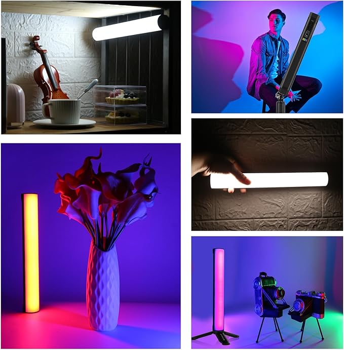 PULUZ Photography Lighting, 360° Magnetic Handheld Light Wand with 2000mAh Rechargeable Battery, 2500-9000K Dimmable Tube Light for Camera, Studio Photography, TikTok, YouTube, Vlogs (30cm/11.8 in)