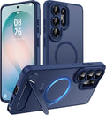 Magnetic for Samsung Galaxy S26 Ultra Case, [Compatible with MagSafe][Full Camera Protection][Built-in Invisible Kickstand] Translucent Matte Phone Case for S26 Ultra 6.9" - Blue