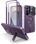 Dexnor for Samsung Galaxy S26 Plus Case with Camera Cover & Adjustable Kickstand & Screen Protector, Compatible with MagSafe, Rugged Shockproof Bumper Cases Magnetic Protective Cover(2026),6.7",Purple