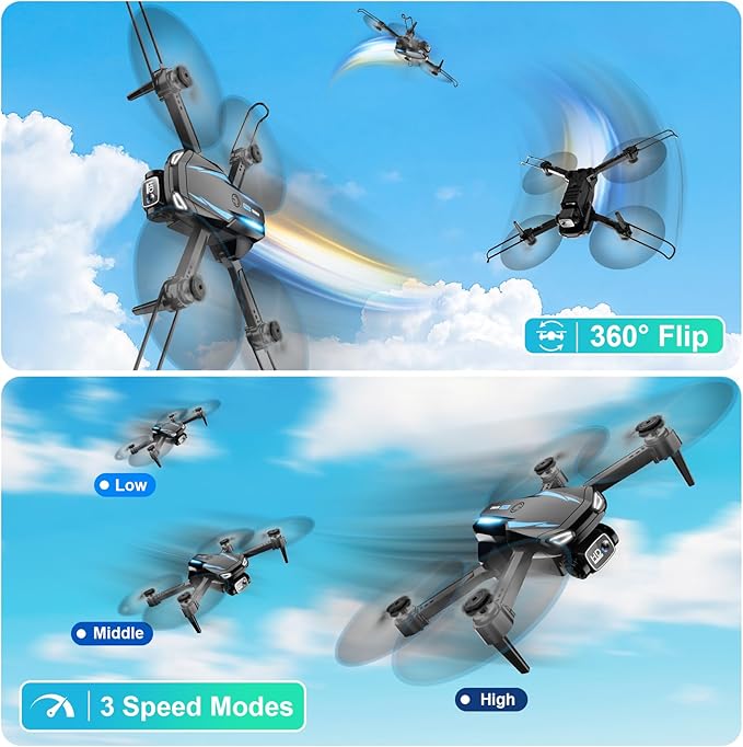 Drone with 1080P Camera, Foldable Remote Control Quadcopter for Adults Beginners, Mini Drone with Stable Hover, Waypoint Fly, 3D Flips, One Key Start, 2 Batteries, Easy to Fly Indoors & Outdoors