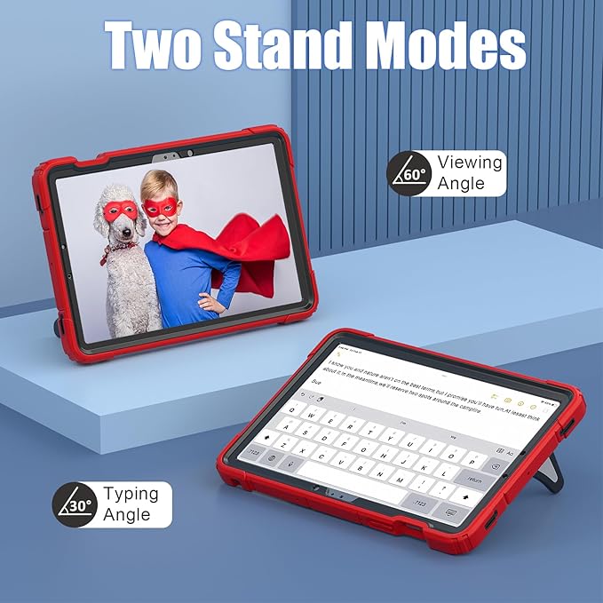 AKABEILA Compatible with Samsung Galaxy Tab S10 FE 2025/Tab S10 Lite 2025 Tablet Case，Lightweight Shockproof Rugged Protective Cover with Kickstand for Kids Children Boys Babies Red Black