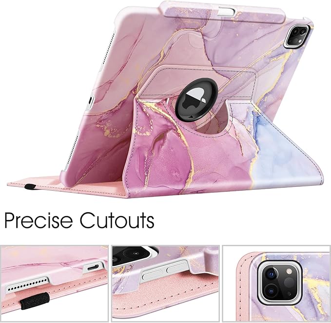 Fintie Rotating Case for iPad Pro 12.9-inch 6th Generation 2022-360 Degree Swiveling Protective Cover with Pencil Holder, Auto Sleep/Wake, Also Fit iPad Pro 12.9" 5th/4th/3rd Gen, Dreamy Marble