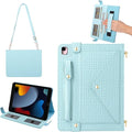 Handbag Case for iPad 9th/8th/7th Gen 10.2", iPad Air 3 2019/iPad Pro 10.5, Elegant Crossbody Folio Stand Wallet With Pencil Holder, Card Slots, Hand Strap, Shoulder Strap, Baby Blue