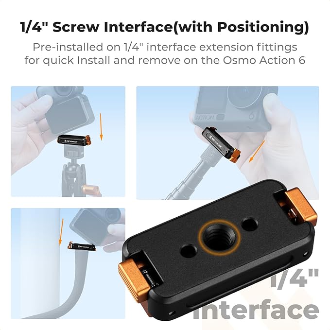 K&F Concept Magnetic Quick Release Mount Compatible with DJI Osmo Action 6/Osmo Nano, Aluminum Alloy Bracket Extension Base with 1/4” Screw Hole for Tripod, Selfie Stick, Action Camera Accessories